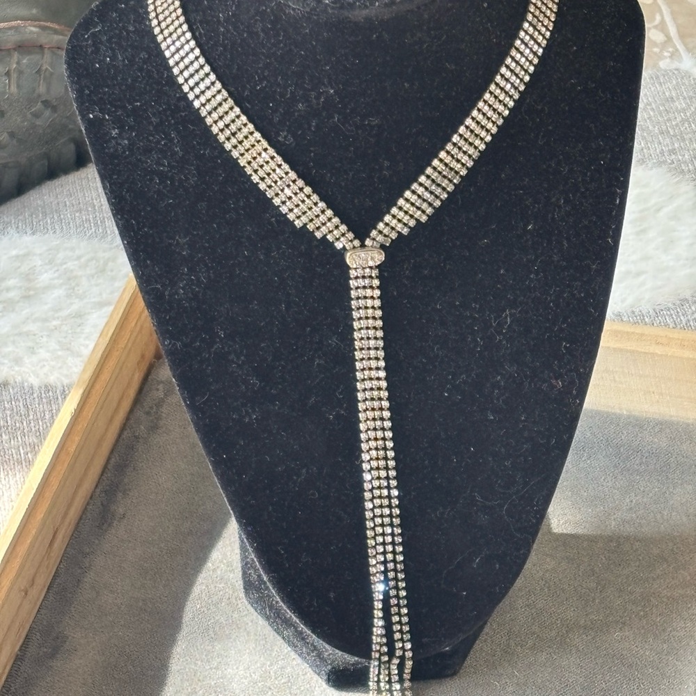 Free People Silver Rhinestone Necklace